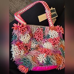 NWT Handcrafted In India Viral Sherbet Beaded Handbag Beaded Purse